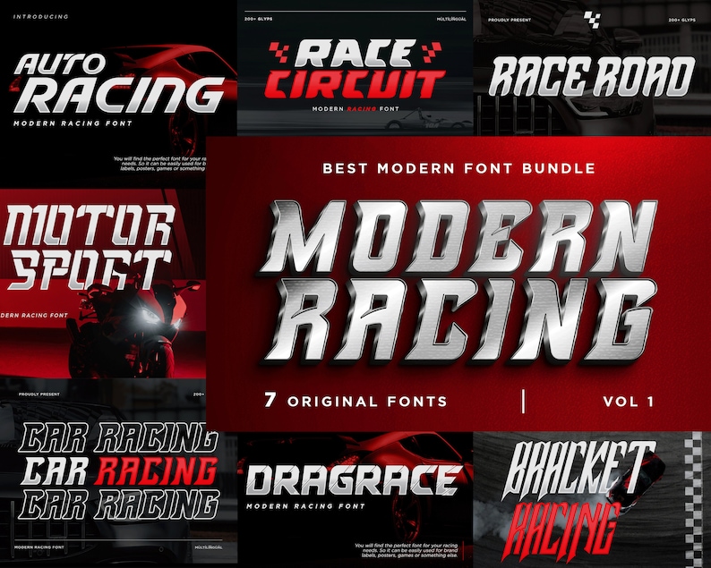 Modern Racing Font Bundle, Sports & College Fonts (TTF, OTF, WOFF) - Etsy
