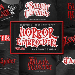Modern Horror Embroidery Font Bundle, Halloween Fonts (digital Download ...