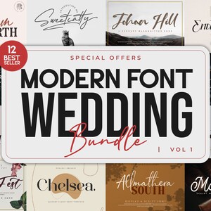 Modern Font Bundle - Boho Font, Branding Font, Farmhouse Font, Cricut Font, Digital Font, Wedding Font, Elegant Fonts - Wedding Font Vol. 1