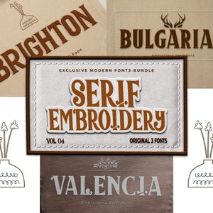 Embroidery Font Bundle, Classic Font - Elegant Serif Embroidery Font Bundle Vol 4: A Sophisticated Collection of Classic Typeface Designs