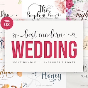Modern Font Bundle - Farmhouse Font, Cricut Font, Digital Font, Wedding Font, Elegant Fonts, Font, Font for Cricut - Wedding Font Vol. 2