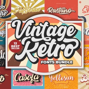 Vintage Retro Fonts Bundle | Instant Download | Perfect for Canva, Cricut, Procreate | Bold & Classic Typography | Vol. 01