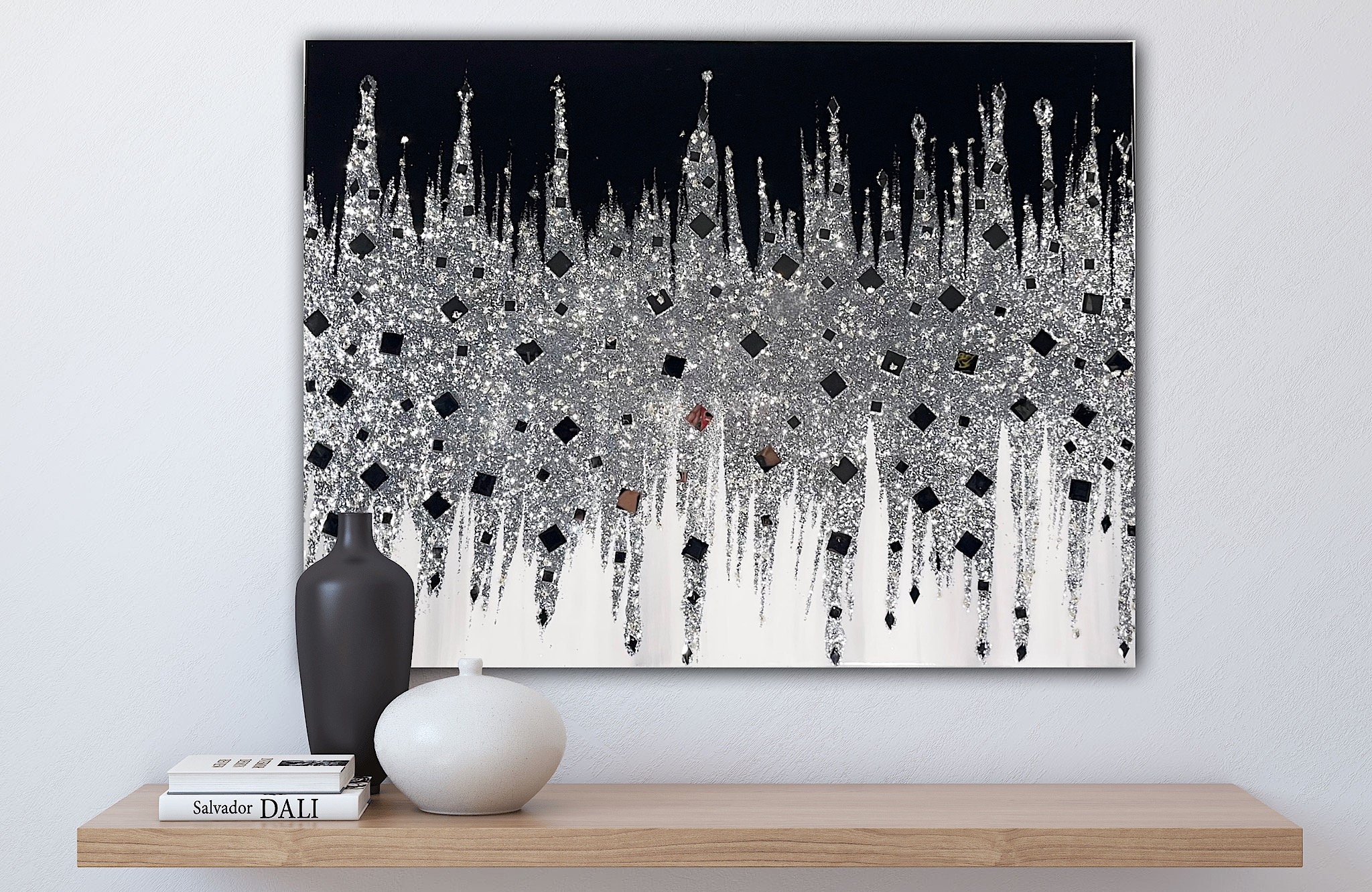 EXTRA LARGE CUSTOM Glitter & Glass Painting, Glitter Wall Art, Glitter