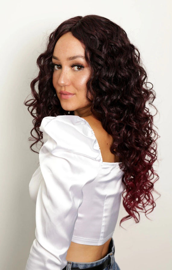 Red Curly Ombre Lace Front Wig Wigs Femme Luxe UK Etsy Canada