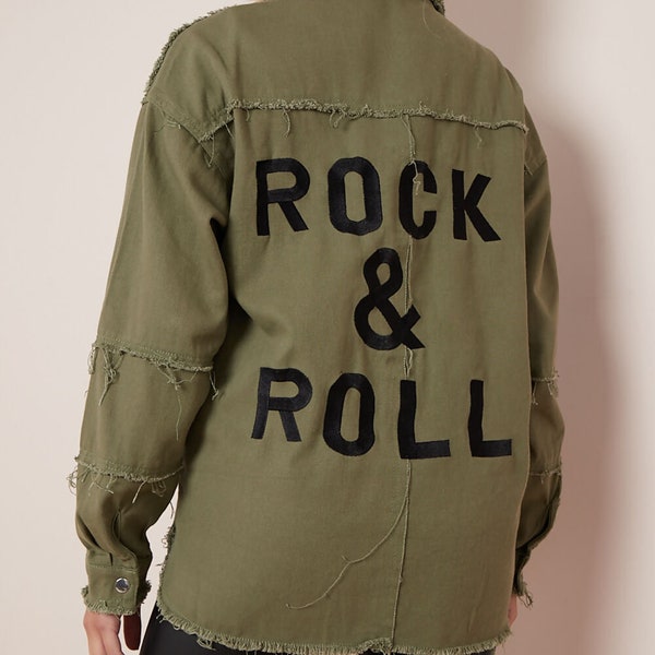 Justyouroutfit - Veste en jean Rock And Roll