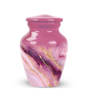Purple and Pink Funeral Urn – Swirled Marble Look with Velvet Bag

Marbled Pink & Gold Funeral Urn – Personalized Ashes Jar for Adults