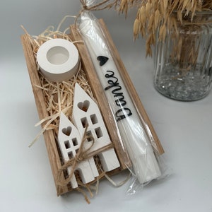 Thank you gift set with wood and candle holder / educator / friend / gift / souvenir / surprise / midwife / farewell / little something