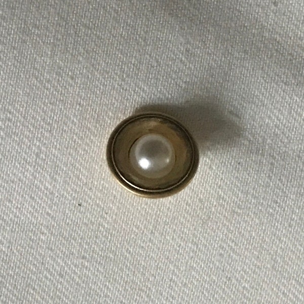 Knopf Plastik Gold Weiss Perle Button Plastic Gold White Pearl