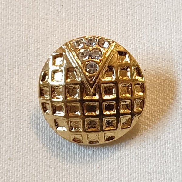 Knopf Gold Glitzersteine Metall Button Glass Rhinestones Brass