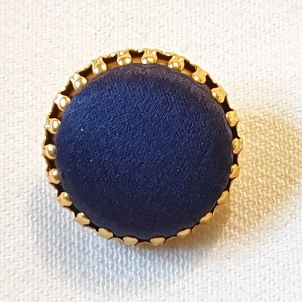 Knopf Blau Stoff Bezogen Gold  Metal  Button Blue Material Gold Metal