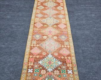 Herki Antique Tribal Runner Rug 2'10" x 12' – Handwoven Kurdish Wool Hallway Runner, Vintage Geometric Rug