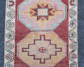 Red Turkish Runner Rug: Extra Long Vintage Wool Hallway Carpet