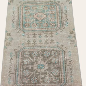 2x19 Vintage Turkish Oushak Runner Rug: Extra Long Wool Stair Rug