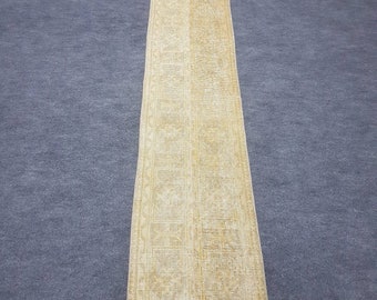 Tapete de lã pastel, tapete turco vintage para corredor, 2x11, decoração boho