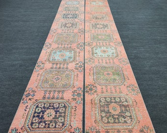 Vintage Turkish Wool Runner Rug: 2.6 x 15 ft, Warm Red Hallway Rug