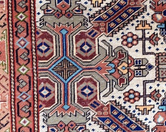 Vintage Hand-Knotted Wool Tribal Rug, 6x9 Geometric Oushak Style Area Carpet