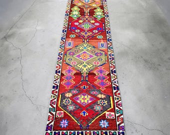 Vintage Turkish Runner Rug 2’10” x 10’9” – Hand Knotted Wool Hallway Rug