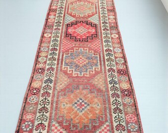 Türkischer Teppichläufer – Bunter Teppichläufer – Rot Oranger Teppich – Handgewebter Geometrischer Teppich Läufer 70x230cm