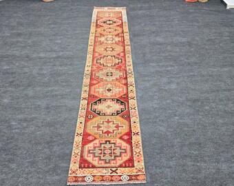 Vintage Turkish Runner Rug: Handwoven Tribal Hallway Rug (2’3” x 10’4”)