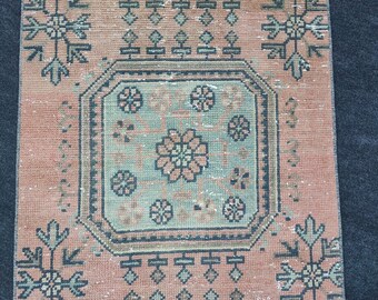 Handwoven Wool Runner Rug: 2x21 Extra Long Vintage Hallway Rug