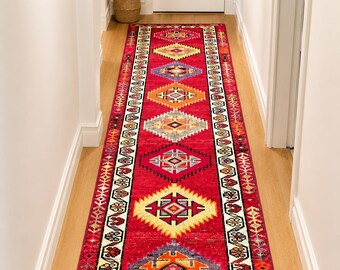 Tappeto passatoia vintage Oushak, tappeto da corridoio in lana annodato a mano, decorazione tribale boho per ingresso, 3 x 13 piedi
