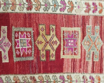 Tapete de corredor de lã feito à mão: Tapete de corredor vermelho turco de 3,35 m (11 pés)