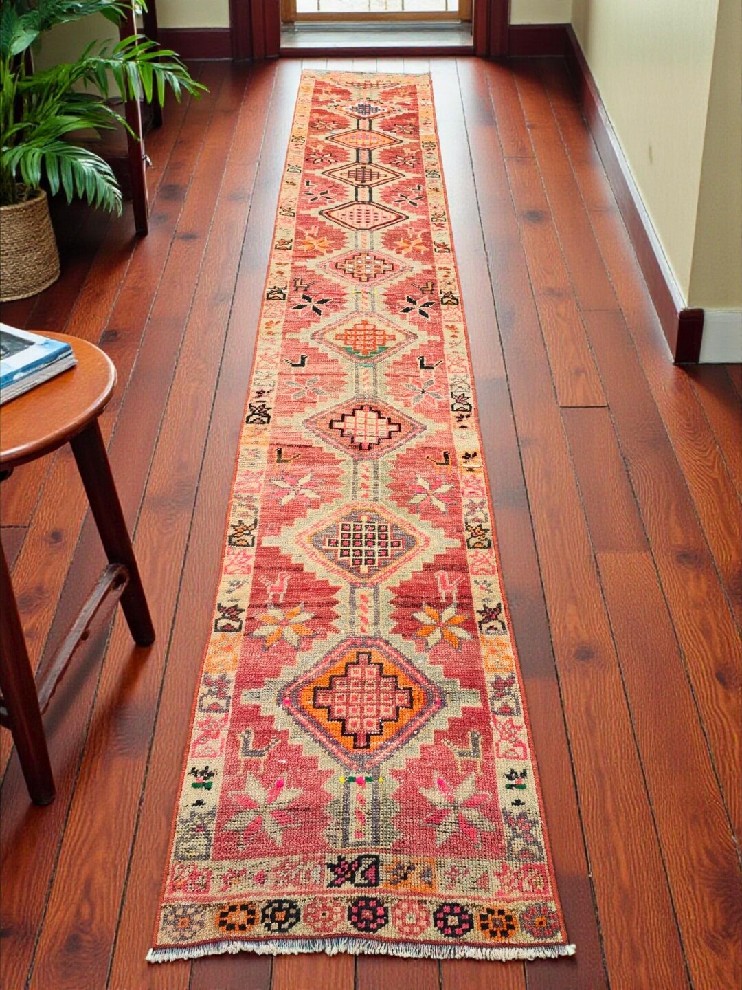 2x12 Turkish Vintage Runner Rug Long Narrow Tribal Hallway Carpet