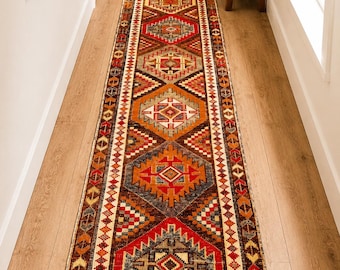 70 x 30 cm vintage turkisk löparmatta, handvävd ullmatta för hallen, extra lång tribal löpare, entrédekor