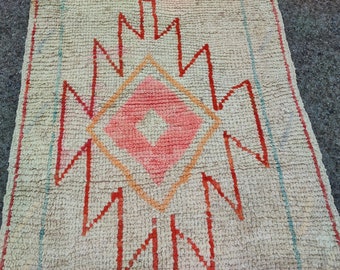 Vintage White Wool Runner Rug: Handknotted Persian Hallway Rug