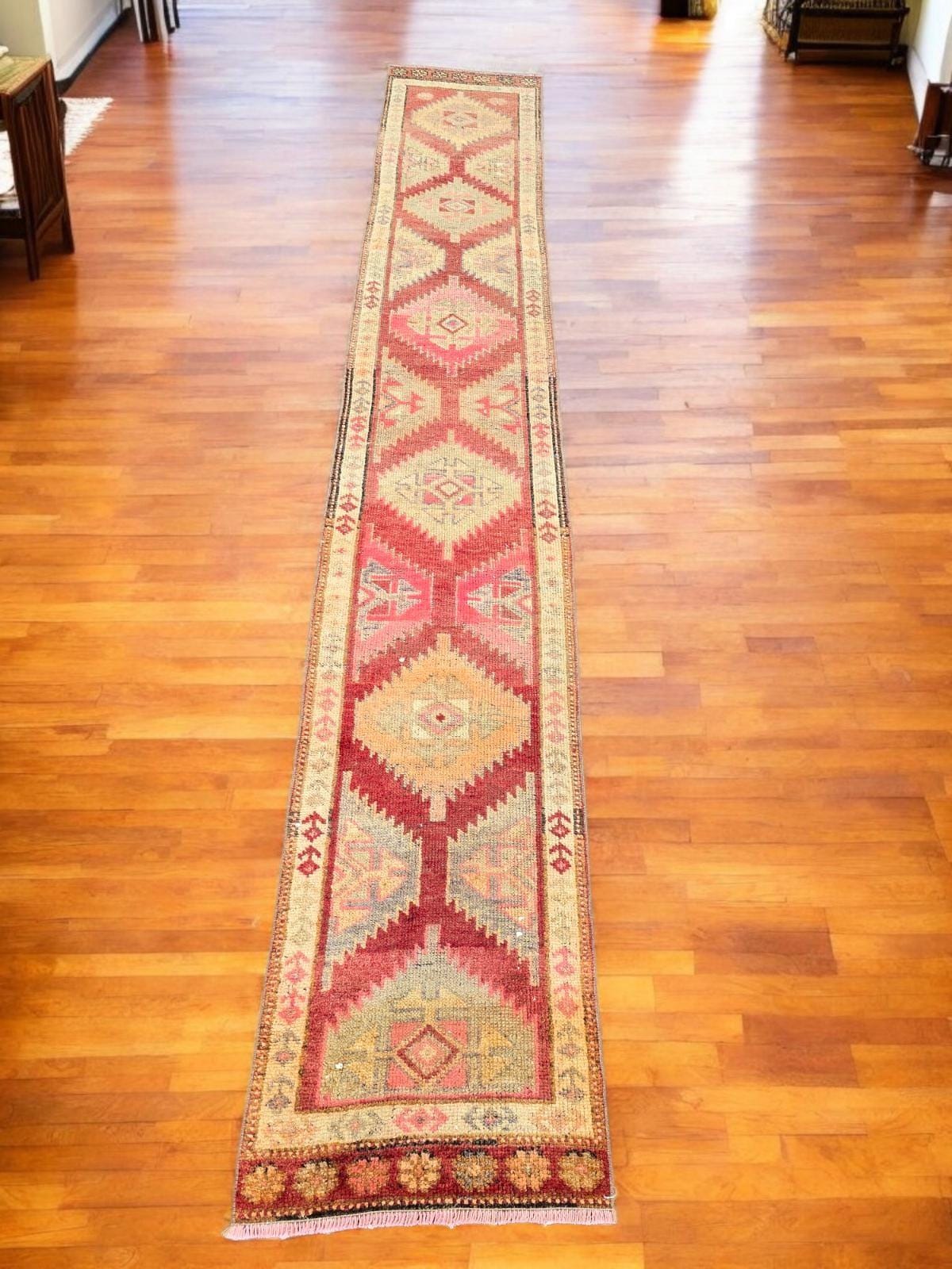 2x13 ヴィンテージ トルコ製ランナーラグ：2x12'6