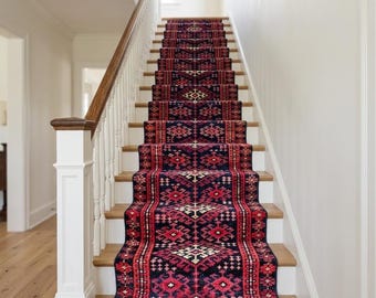 Vintage Turkish Runner Rug 16 Feet Extra Long Hallway Carpet Hand-knotted Wool Tribal Runner