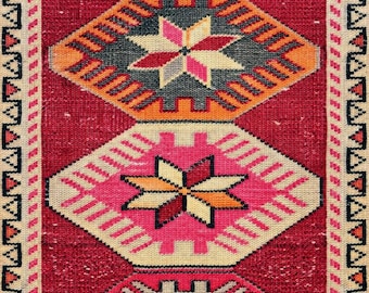 Extra Long Turkish Runner Rug 2'11" x 11'4", Vintage Red Tribal Hallway Boho Wool Carpet