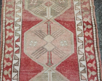 Vintage Turkish Runner Rug: 3x14 Ft Boho Hallway Rug
