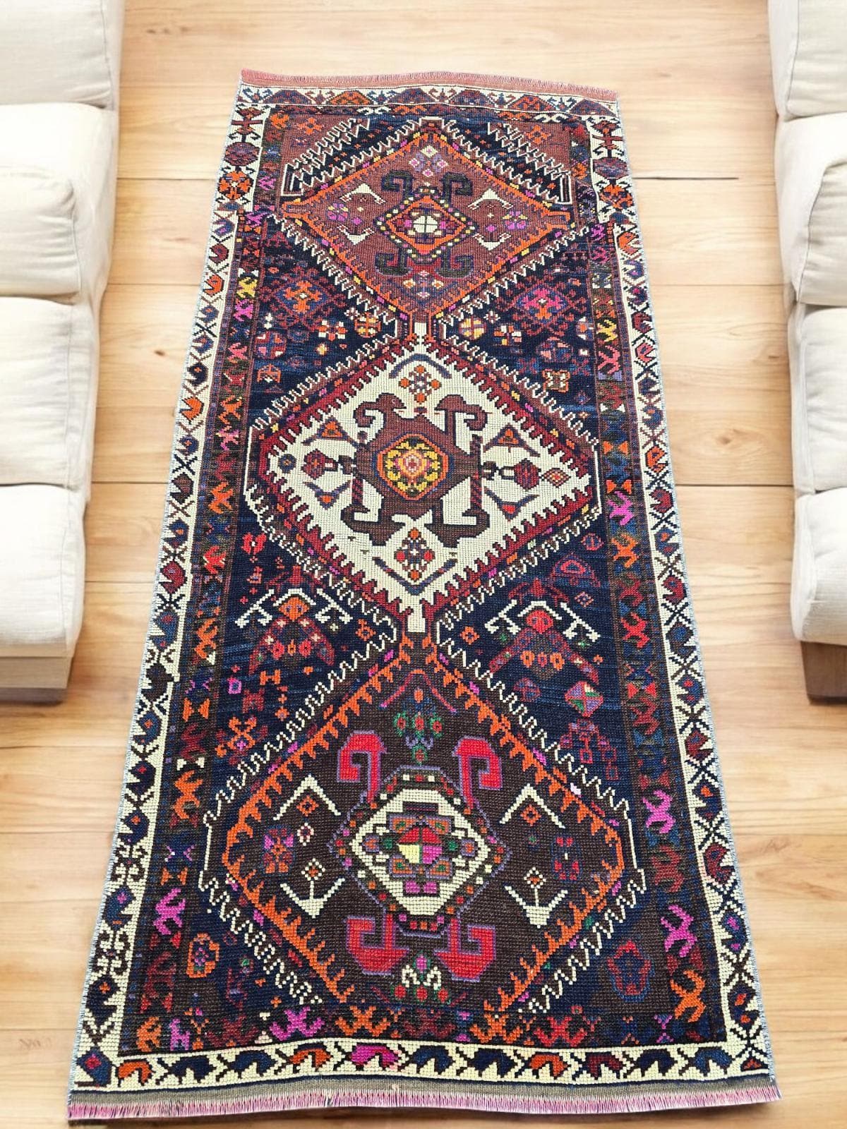 Antique Kurdish Wool Runner Rug: 3x6 Tribal Hallway Carpet - Etsy