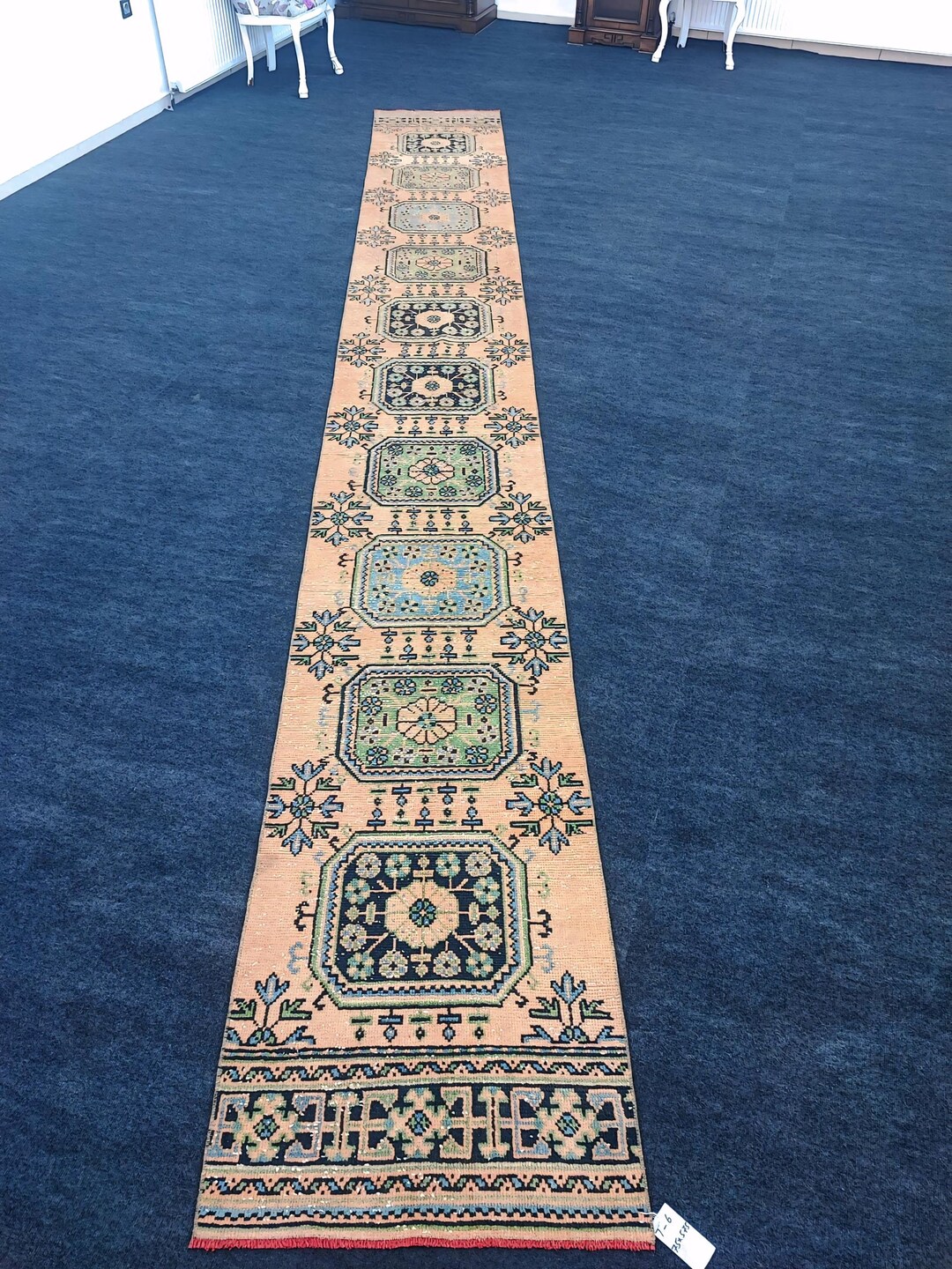 20 Ft Extra Long Wool Turkish Runner Rug: Hallway Stairway Decor (20'5 ...