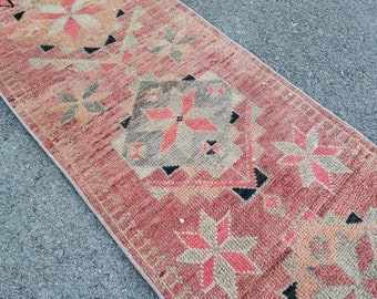 Vintage Herki Wool Runner Rug: 2x11 ft, Geometric Hallway Decor