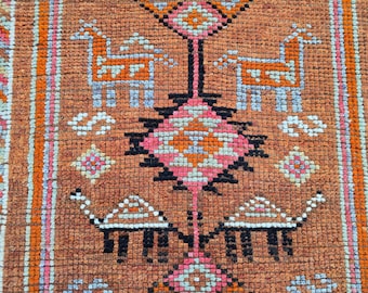 Vintage Terrakotta türkischer Läufer - Handgewebtes Oushak-Design aus Wolle (60cm x 300cm)