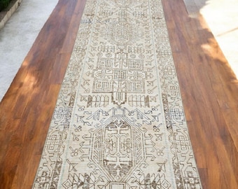 Vintage Türkischer Teppichläufer: Handgeknüpfter Wollteppich 100 x 40 cm