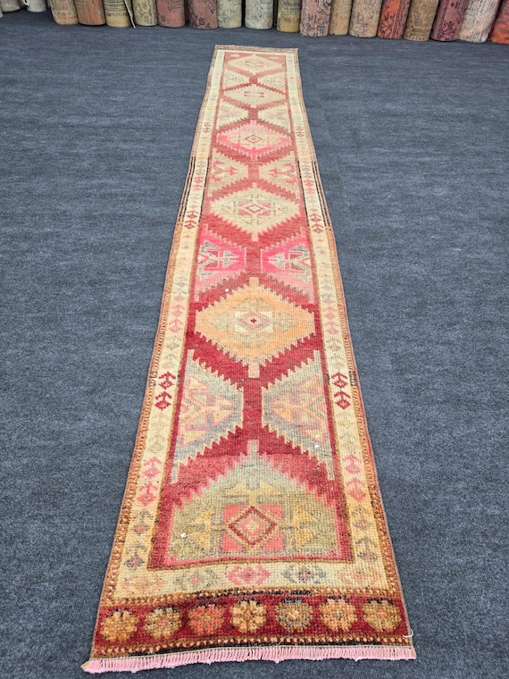2x13 ヴィンテージ トルコ製ランナーラグ：2x12'6