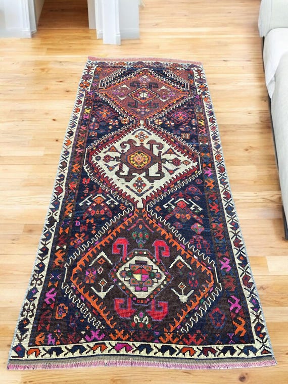 Antique Kurdish Wool Runner Rug: 3x6 Tribal Hallway Carpet - Etsy