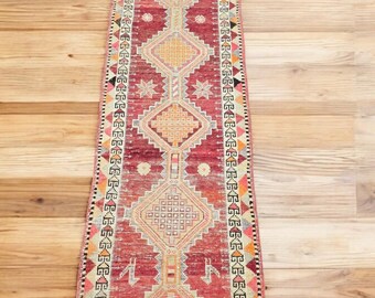 Vintage Persian-Style Runner Rug 3x11 | Handwoven Wool Carpet | Tribal Animal Motif Runner | Boho Hallway Decor | Long Oriental Rug