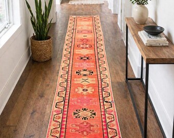 Handmade Persian-Style Hallway Runner 2x12 ft | Boho Floral Wool Rug | Long Narrow Corridor Carpet
