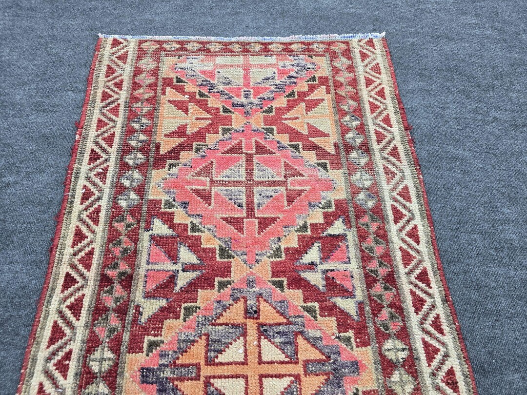 ヴィンテージ ハーキ ウール ランナーラグ：2'9