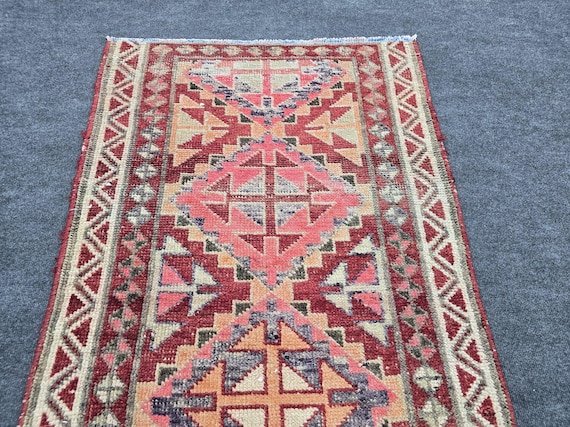 ヴィンテージ ハーキ ウール ランナーラグ：2'9