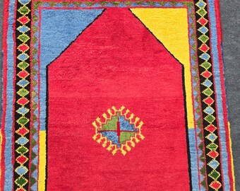 Moroccan Style Berber Rug 4x6, Colorful Geometric Wool Rug, Tribal Boho Area Carpet