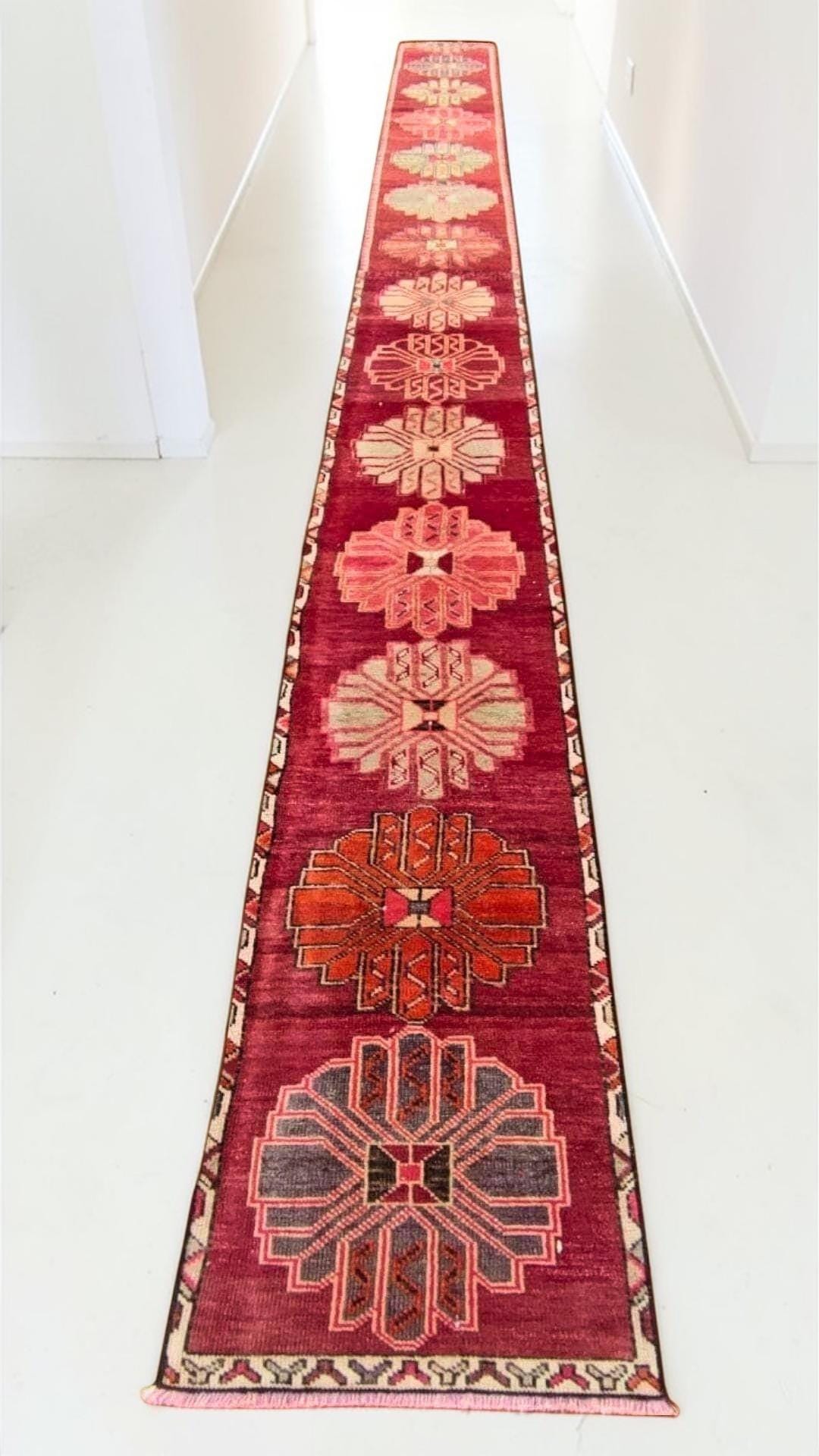 14x25 Long Runner Rug 26 Ft Extra Long Runner Rug, Vintage Turkish Red Hallway Carpet ...