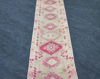 Handmade Turkish Runner Rug: Vintage Wool Kilim, 2x10 Boho Decor