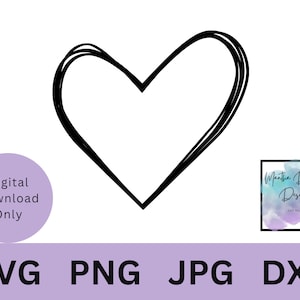 Handwritten Heart SVG - Digital Download for Crafts and DIY Projects - Love Symbol, Instant Download, Cut File, Cricut, Silhouette