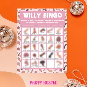 Willy Bingo Game | ADULT mature Bachelorette Party, Hen Night (A5 Physical Packs)