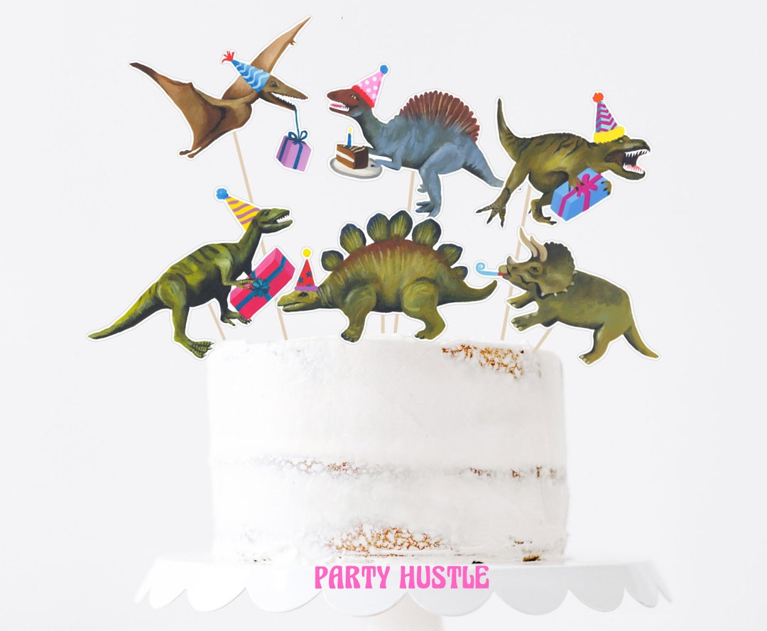 Printable Dinosaur Birthday Cake Toppers Dinosaur Birthday - Etsy